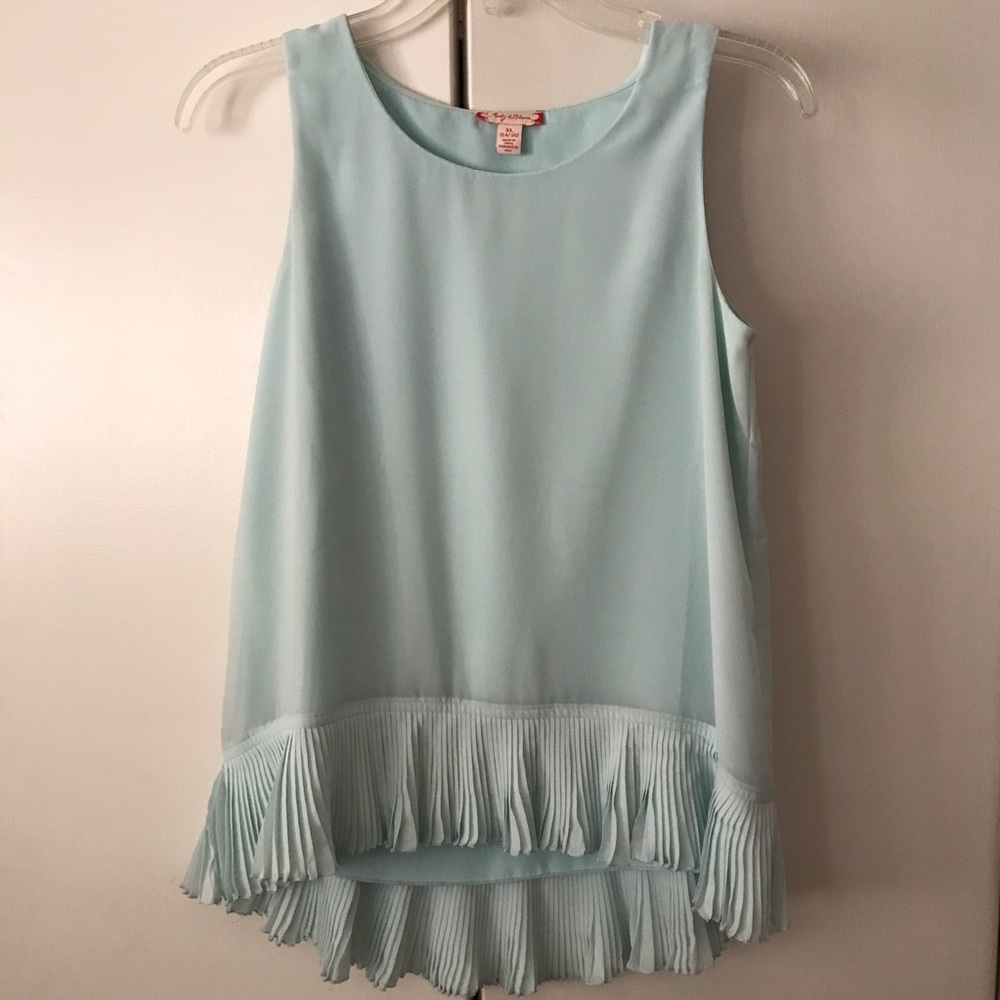 Ruby & Bloom Chiffon Tank Top in Light Blue